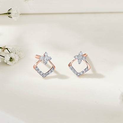 Aurora Crest Rose Gold Stud Diamond Earring For Woman