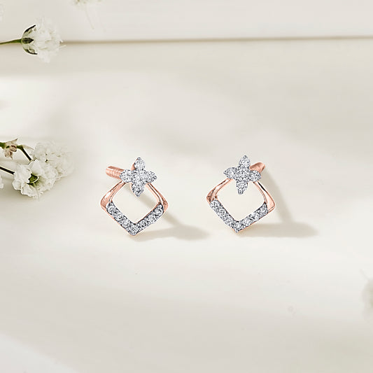 Aurora Crest Rose Gold Stud Diamond Earring For Woman