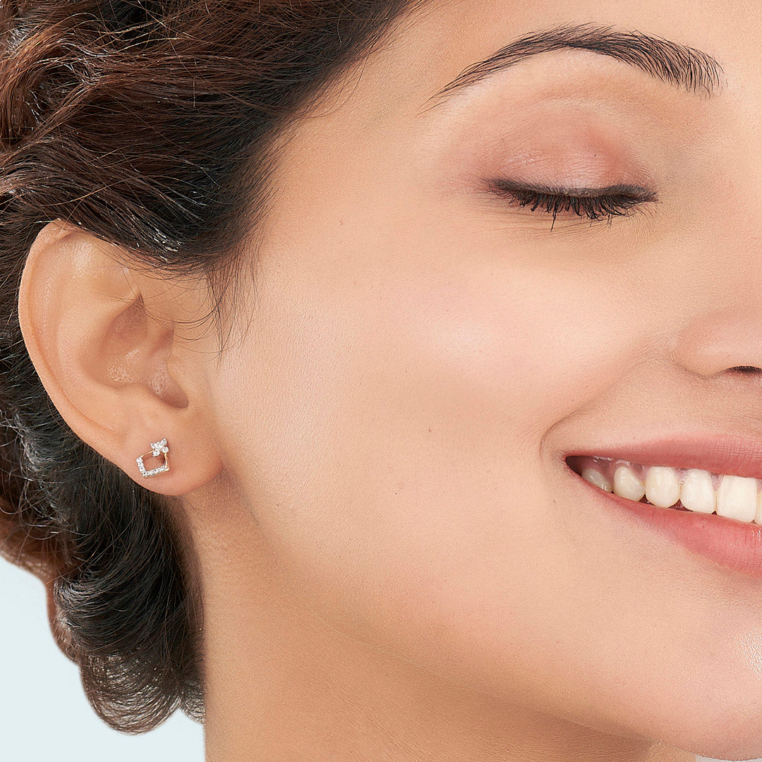 Aurora Crest Rose Gold Stud Diamond Earring For Women