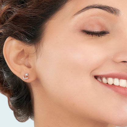 Aurora Crest Rose Gold Stud Diamond Earring For Woman