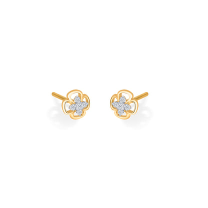 Petal Brilliance Gold & Diamond Stud Earring For Woman