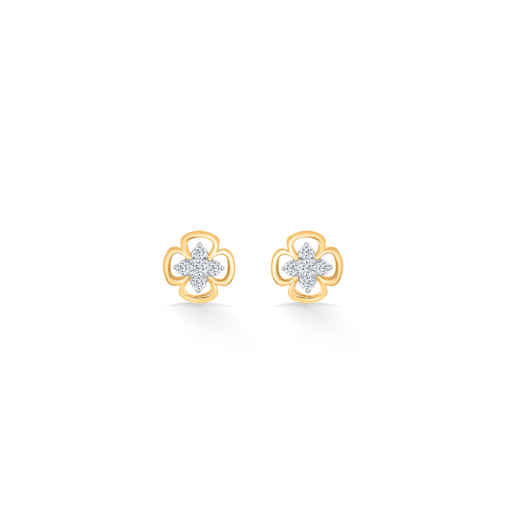 petal brilliance gold & diamond stud earring for women