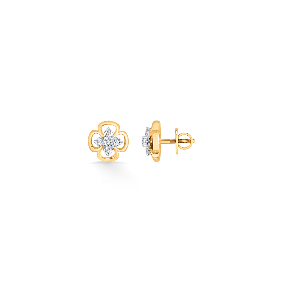 petal brilliance gold & diamond stud earring for woman