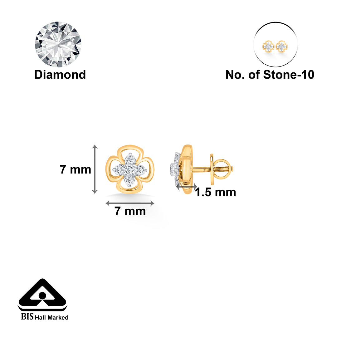 petal brilliance gold & diamond stud earring for woman