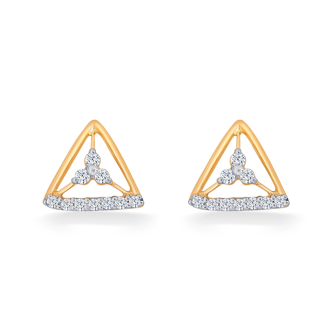 Trinket Yellow Gold & Diamond Stud Earring For Women