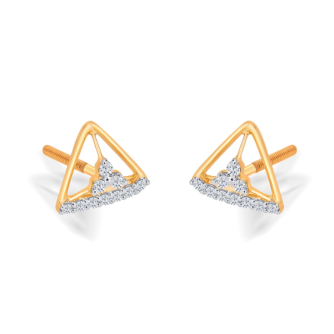 trinket yellow gold & diamond stud earring for women