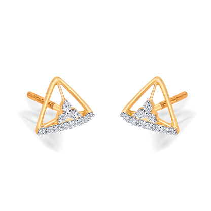 Trinket Yellow Gold & Diamond Stud Earring For Women