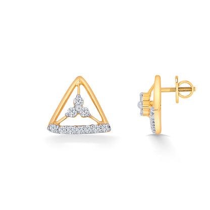 Trinket Yellow Gold & Diamond Stud Earring For Women
