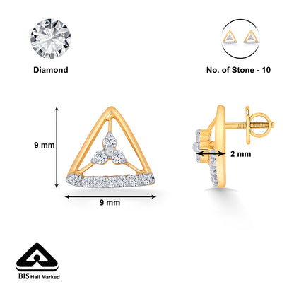 Trinket Yellow Gold & Diamond Stud Earring For Women