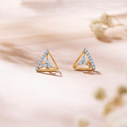 Trinket Yellow Gold & Diamond Stud Earring For Women