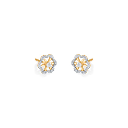 Petal Glint Yellow Gold Stud Diamond Earring For Women