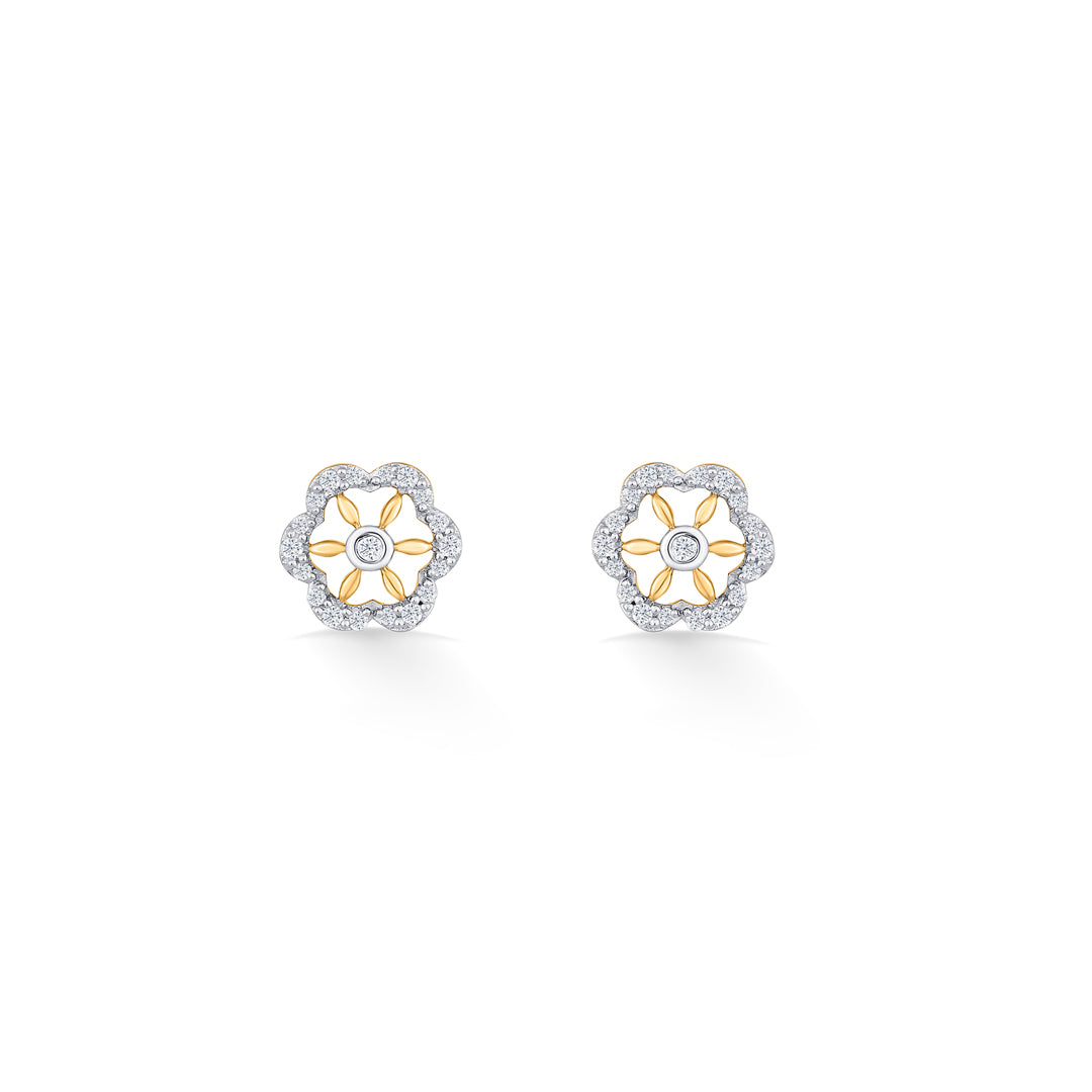 petal glint yellow gold stud diamond earring for women