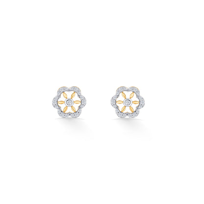Petal Glint Yellow Gold Stud Diamond Earring For Women