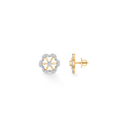 Petal Glint Yellow Gold Stud Diamond Earring For Women