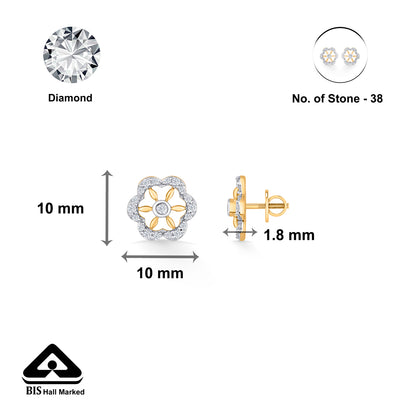Petal Glint Yellow Gold Stud Diamond Earring For Women