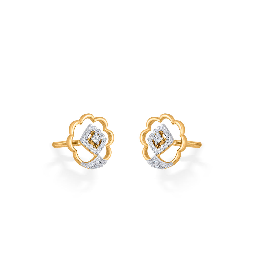 evening blossom gold & diamond stud earring for woman