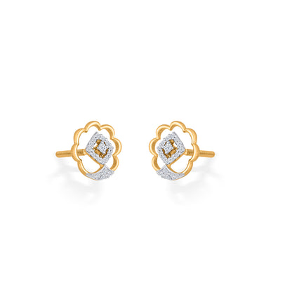 Evening Blossom Gold & Diamond Stud Earring For Woman