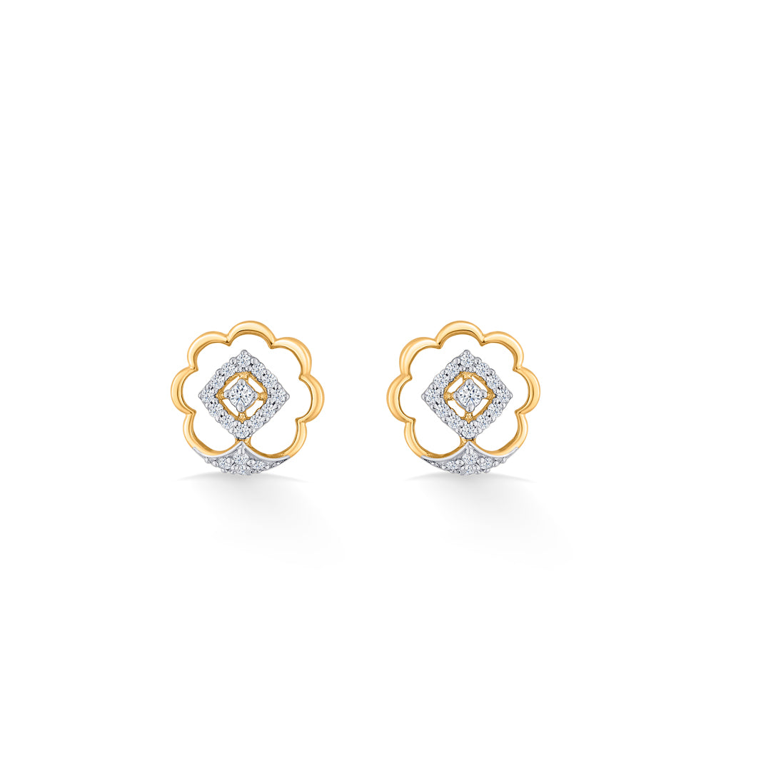 evening blossom gold & diamond stud earring for women
