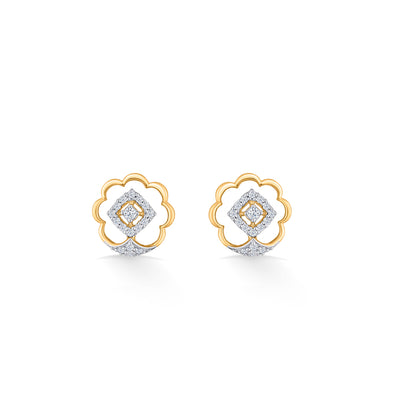 Evening Blossom Gold & Diamond Stud Earring For Women