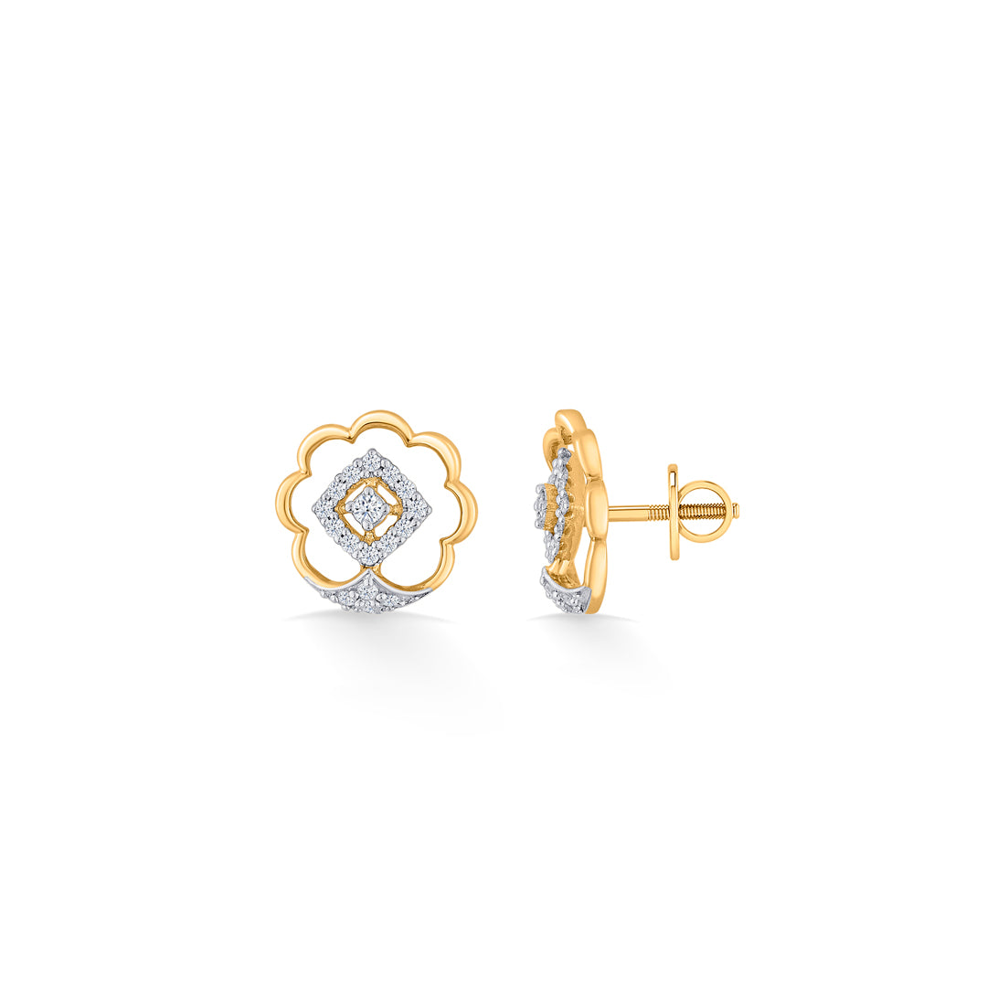 evening blossom gold & diamond stud earring for woman