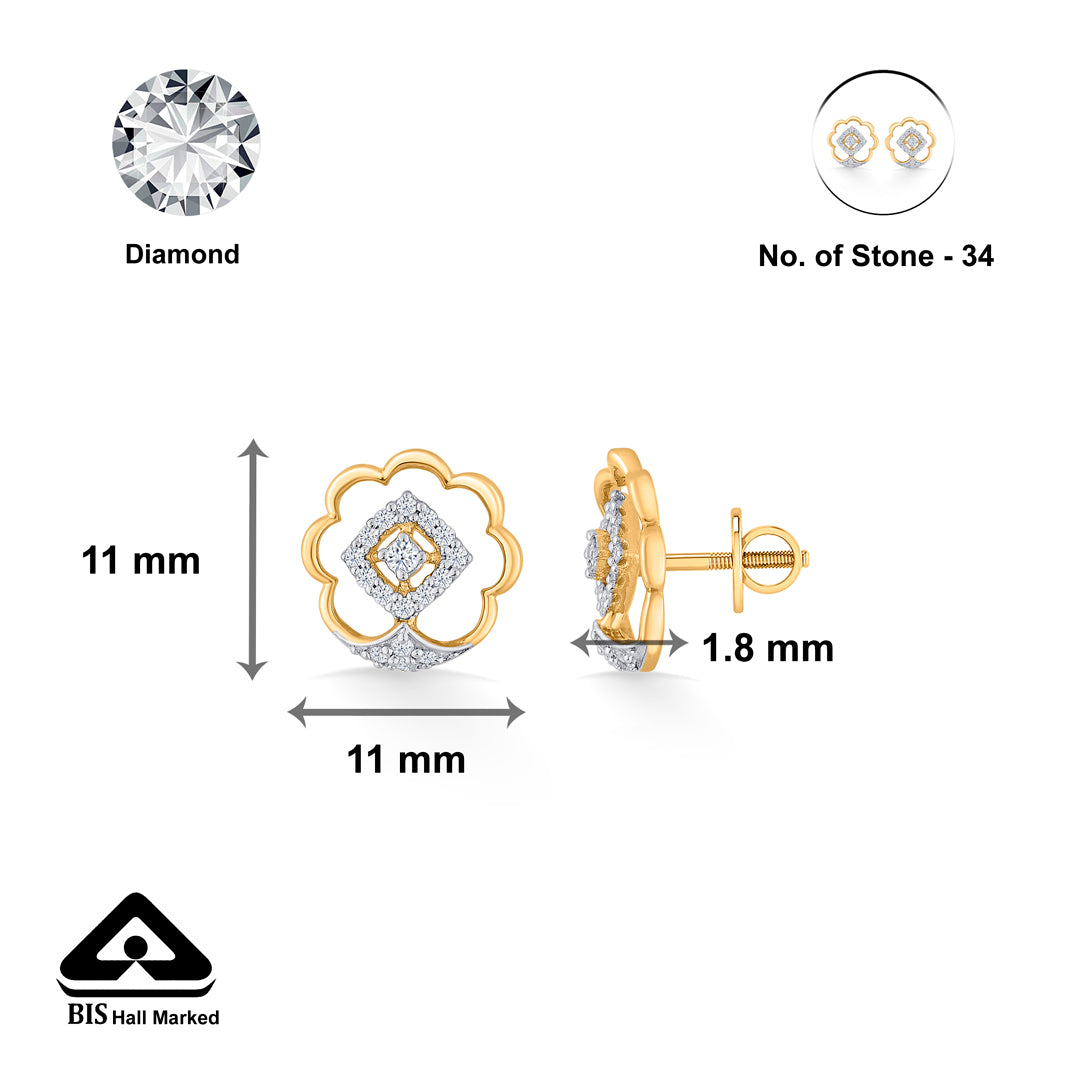 evening blossom gold & diamond stud earring for woman