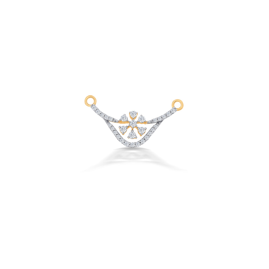 Smiling Floret Yellow Gold & Diamond Tanmaniya Mangalsutra For Women