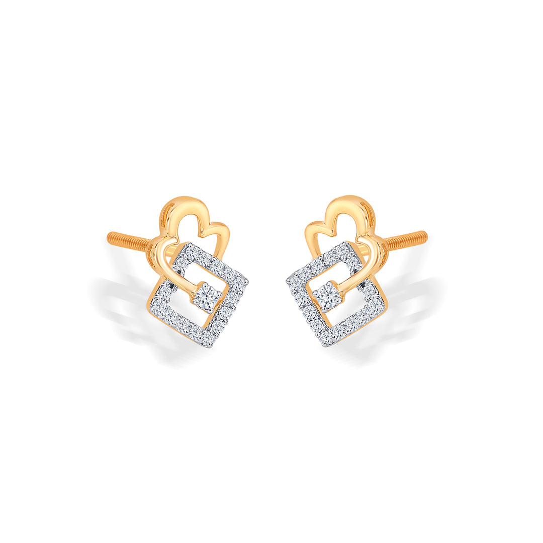 exotic yellow gold & diamond stud earring for women