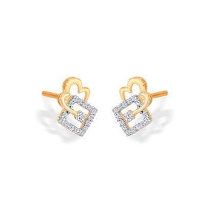 Exotic Yellow Gold & Diamond Stud Earring For Women