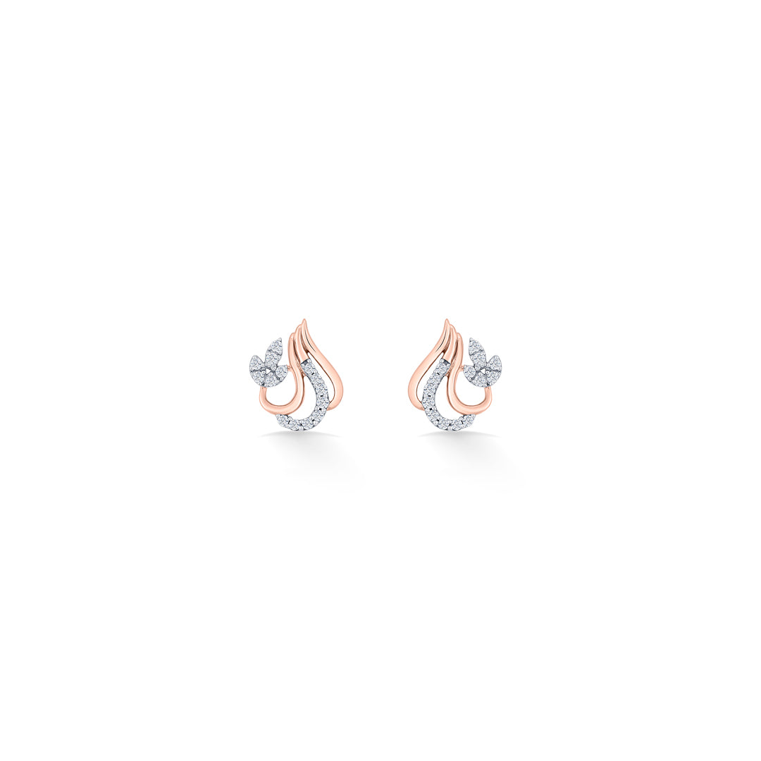 flora flame rose gold stud diamond earring for women