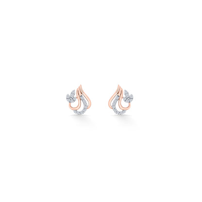 Flora Flame Rose Gold Stud Diamond Earring For Women