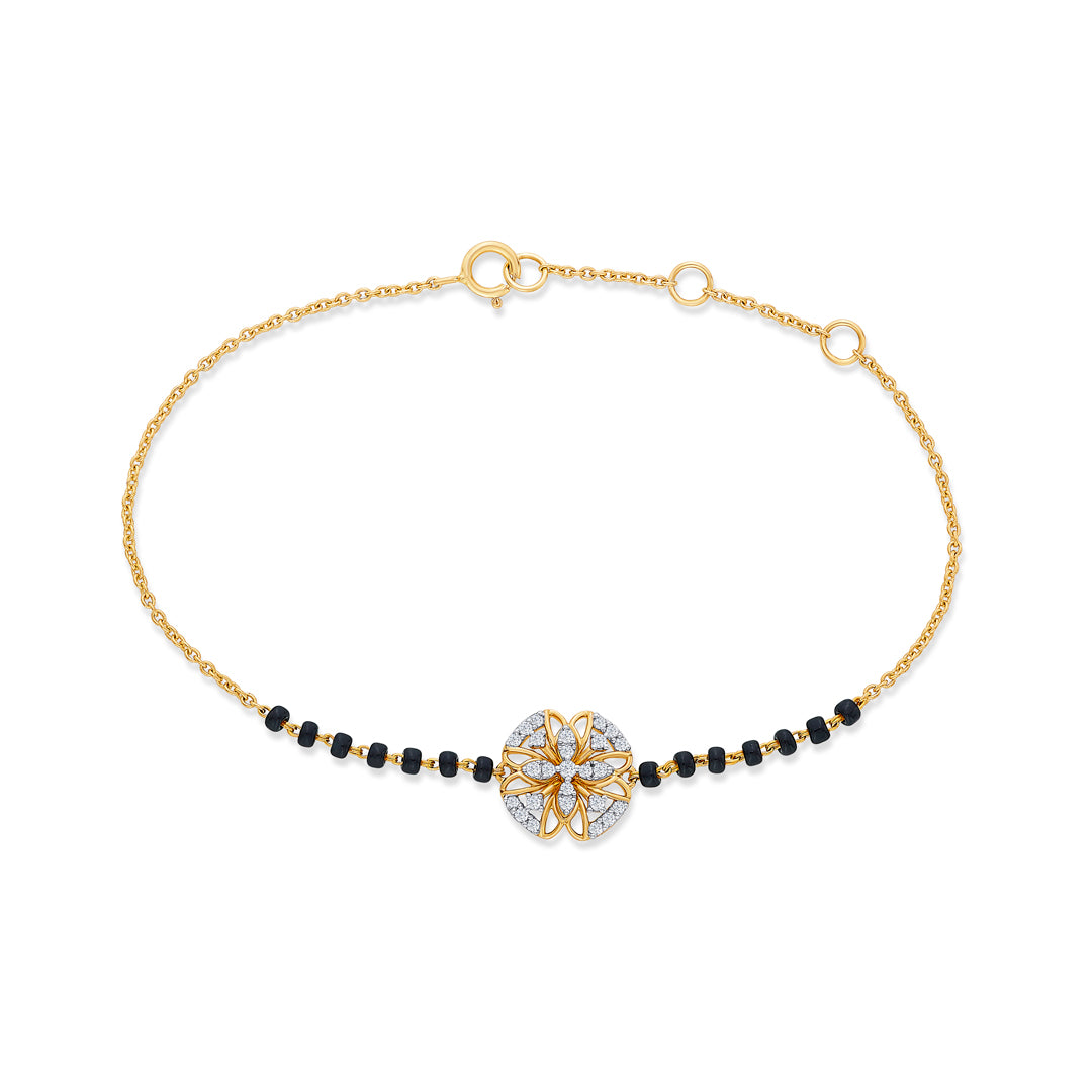 Delina Yellow Gold & Diamond Flexible Ladies Bracelet