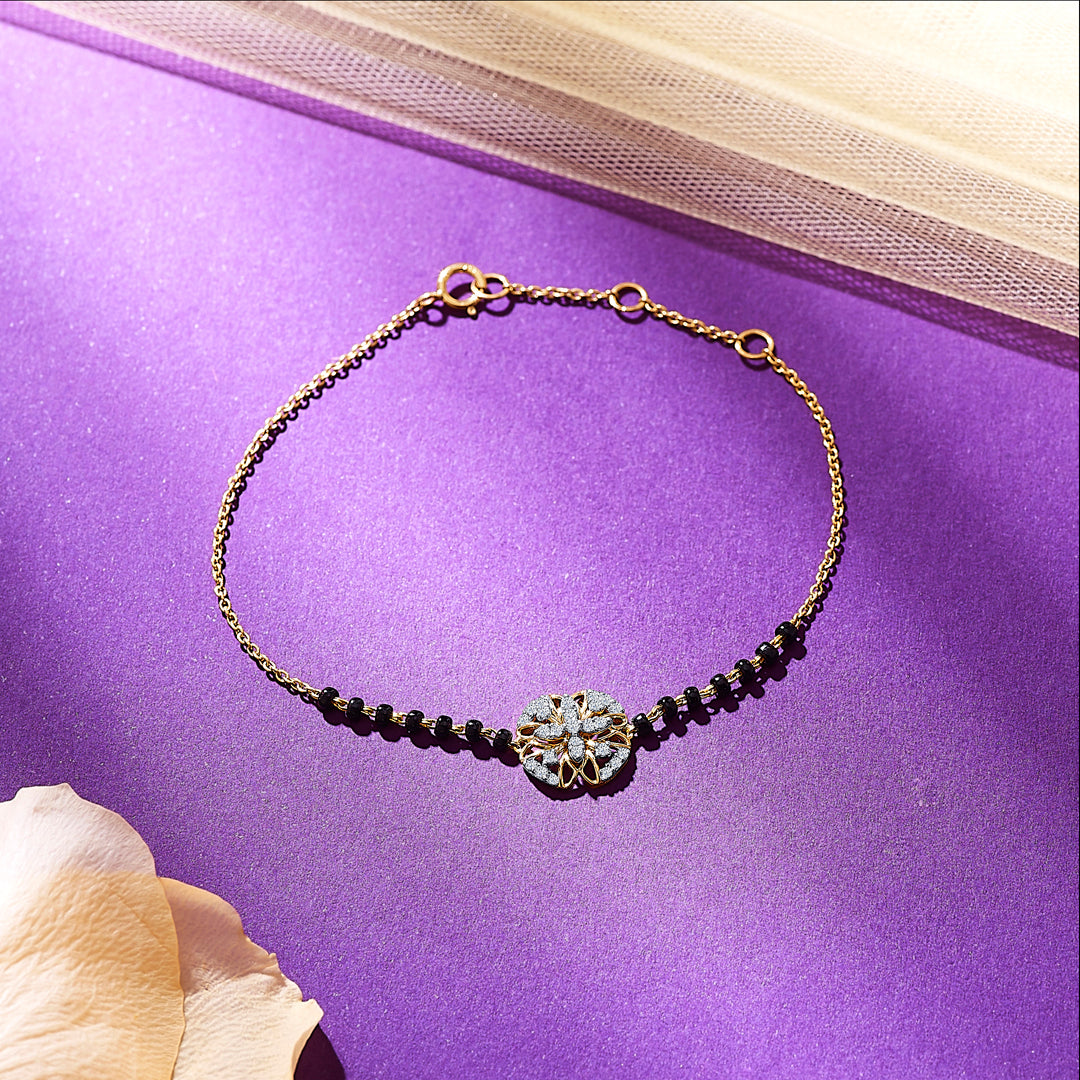 Delina Yellow Gold & Diamond Flexible Ladies Bracelet