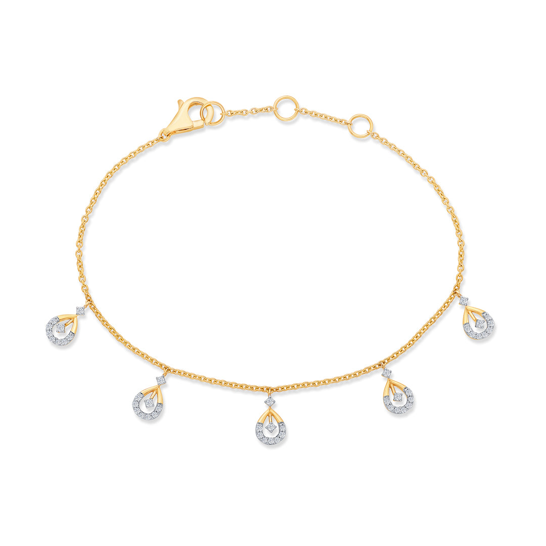 Yellow Gold & Diamond Charm Ladies Bracelet