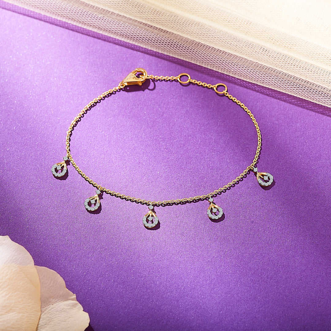 Yellow Gold & Diamond Charm Ladies Bracelet