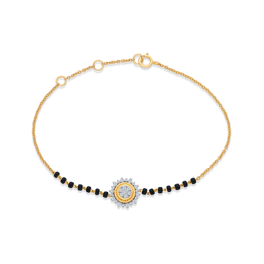Cluster Yellow Gold & Diamond Flexible Ladies Bracelet