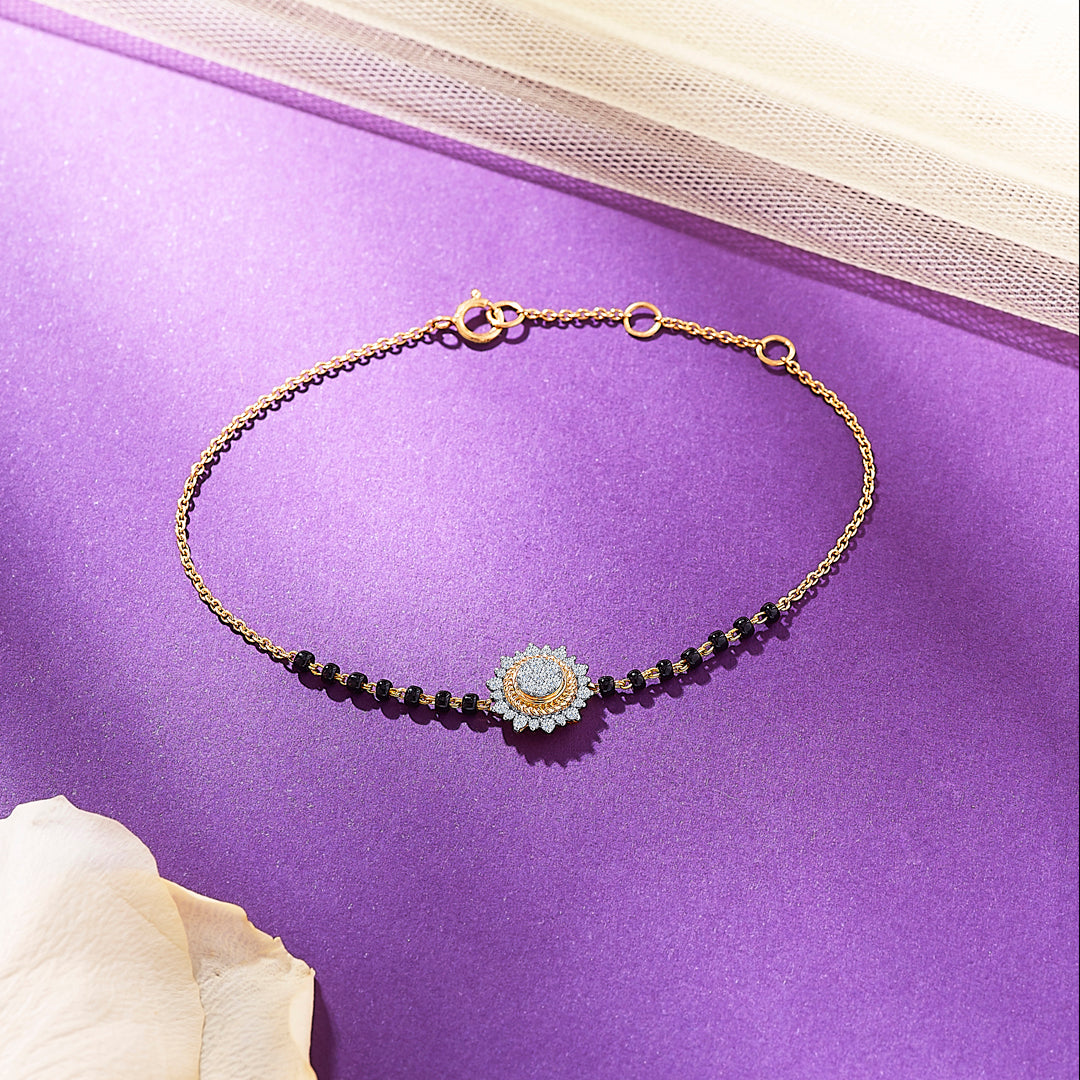 Cluster Yellow Gold & Diamond Flexible Ladies Bracelet
