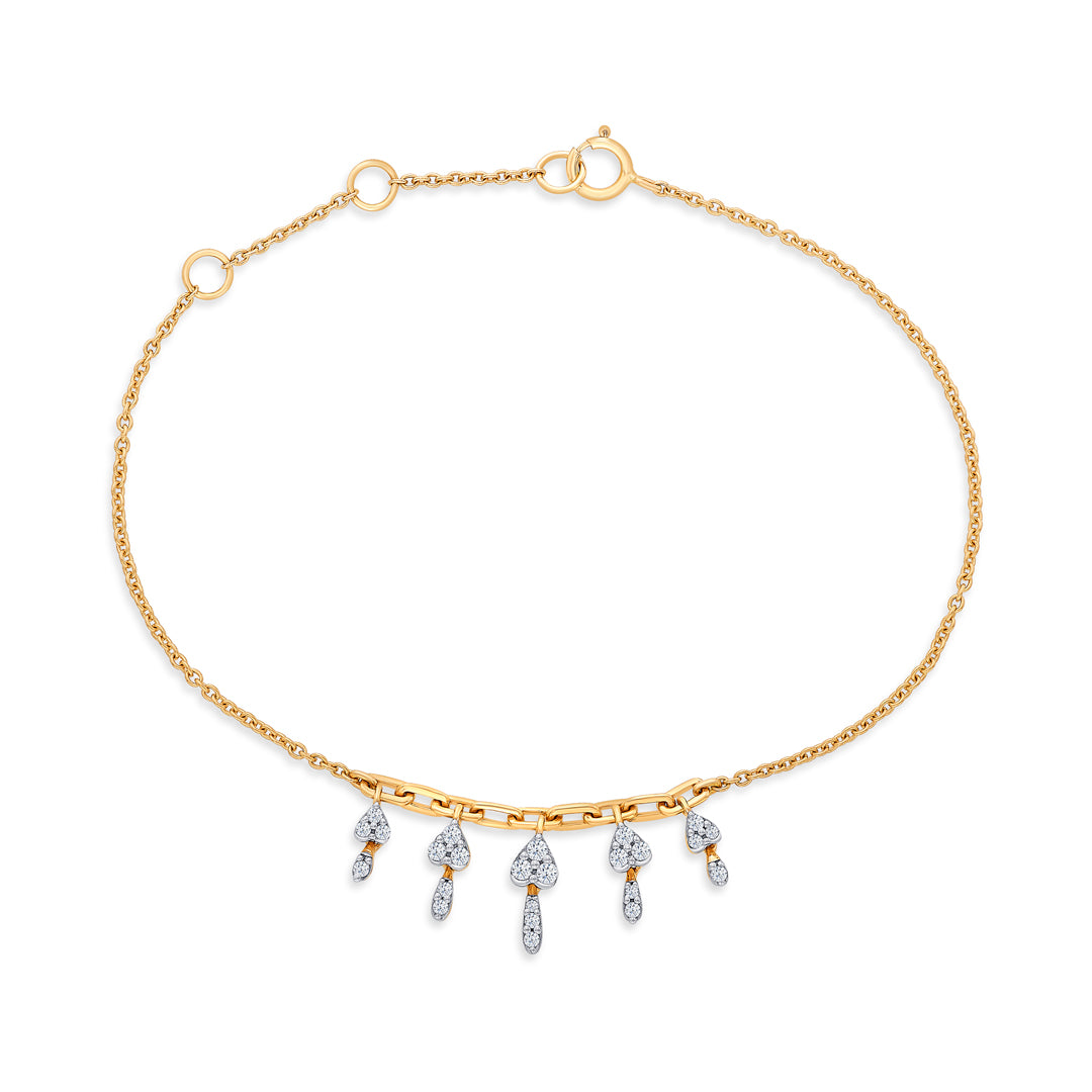 Dangling Yellow Gold & Diamond Charm Ladies Bracelet