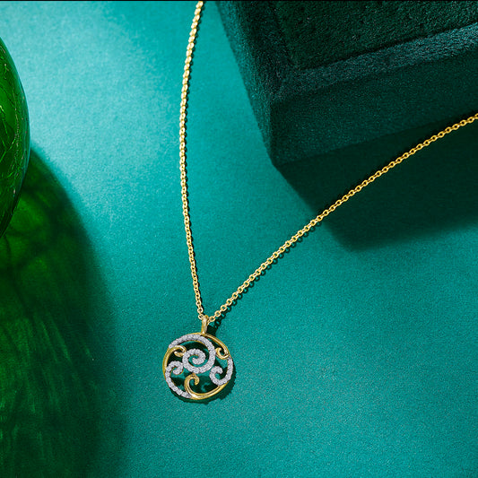 Adorned Yellow Gold & Diamond Modern Necklace