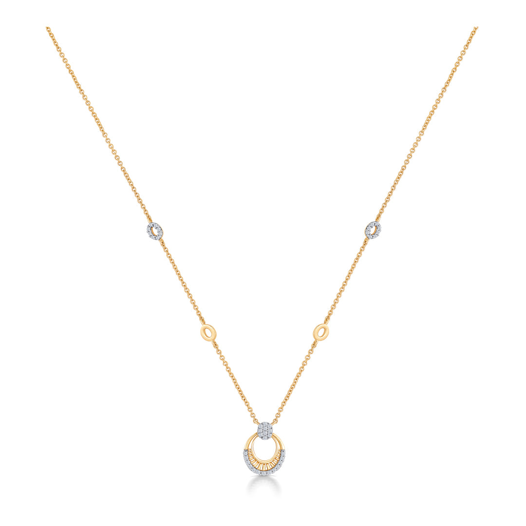 Ornamented Yellow Gold & Diamond Modern Necklace