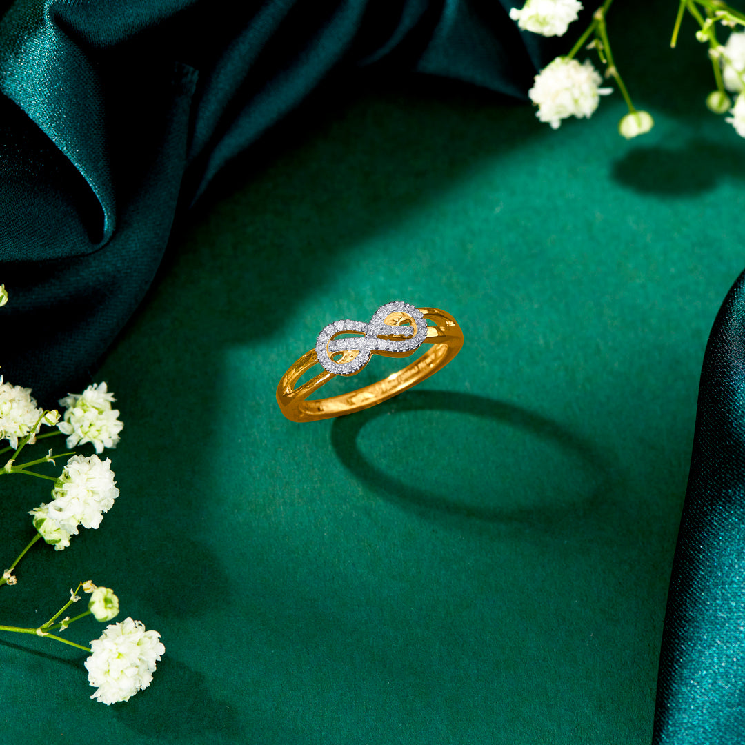 Infinity Gold & Diamond Ring For Women