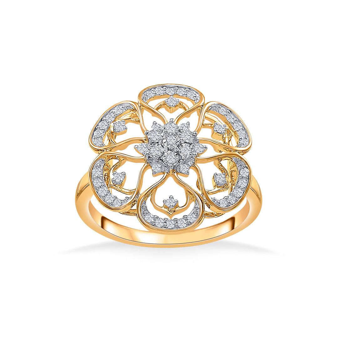 Foral Gold & Diamond Ring For Women