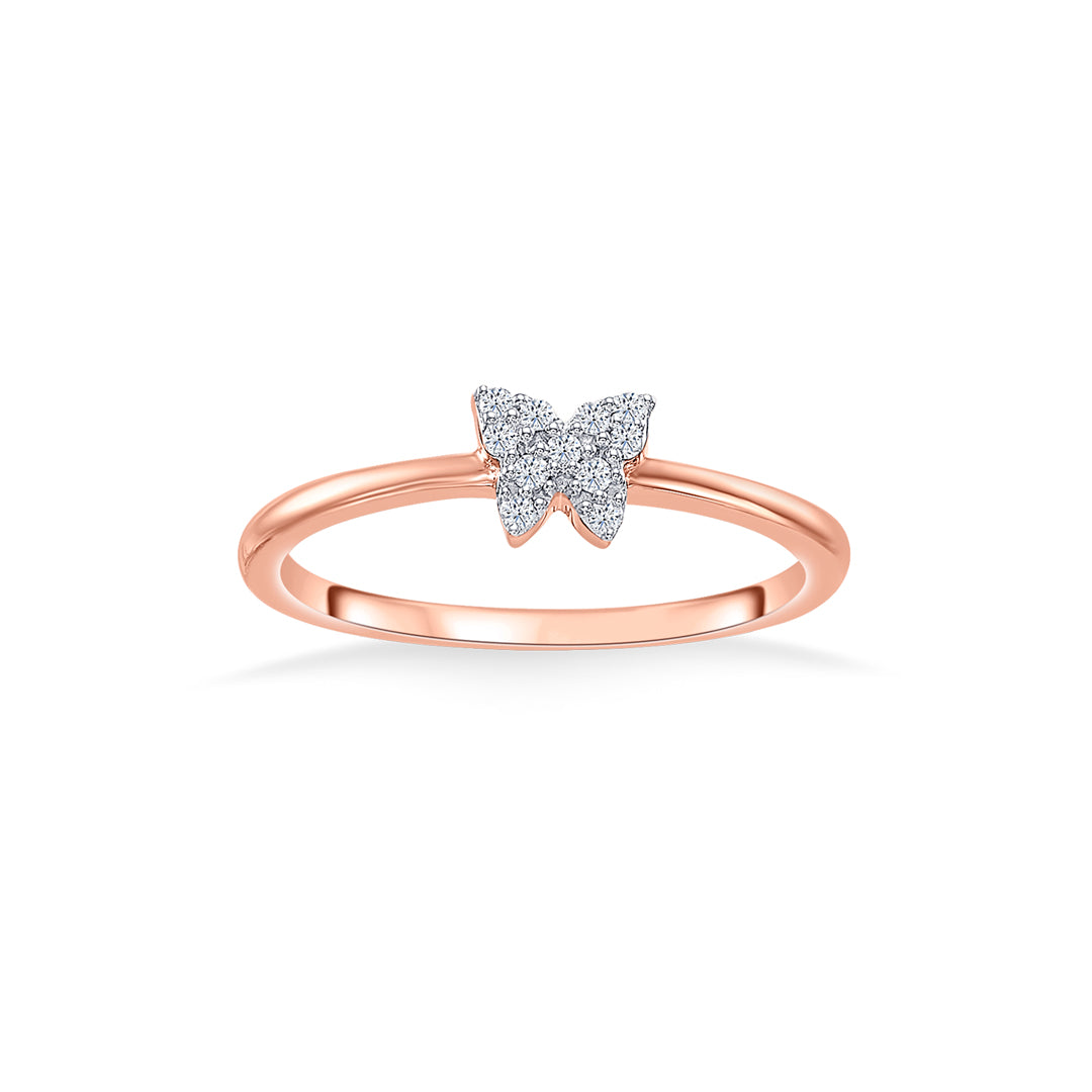 Butterfly Gold & Diamond Ring For Women