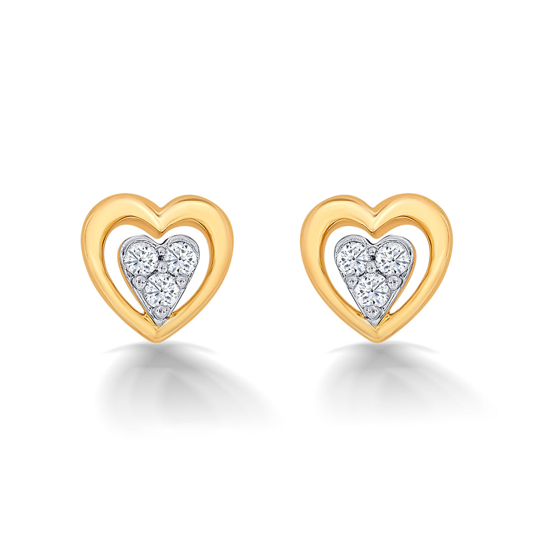Delicate Yellow Gold & Diamond Stud Earring For Women