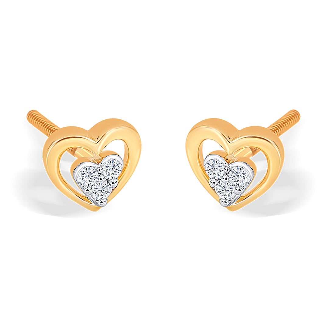 delicate yellow gold & diamond stud earring for women