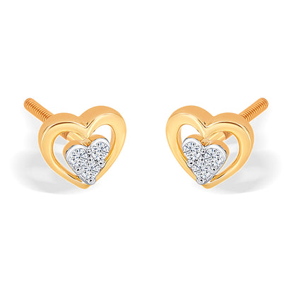 Delicate Yellow Gold & Diamond Stud Earring For Women