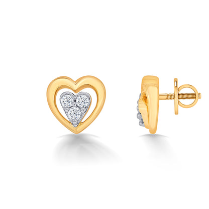 Delicate Yellow Gold & Diamond Stud Earring For Women