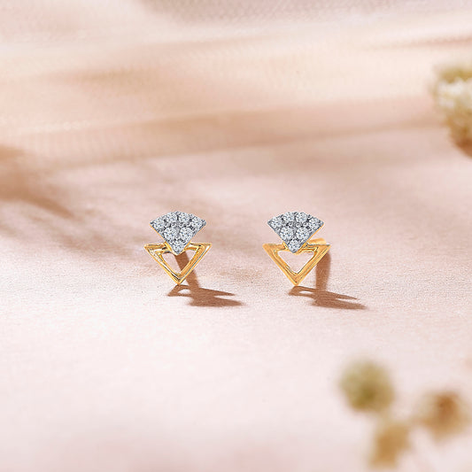 Trevaya Shine Gold & Diamond Stud Earring
