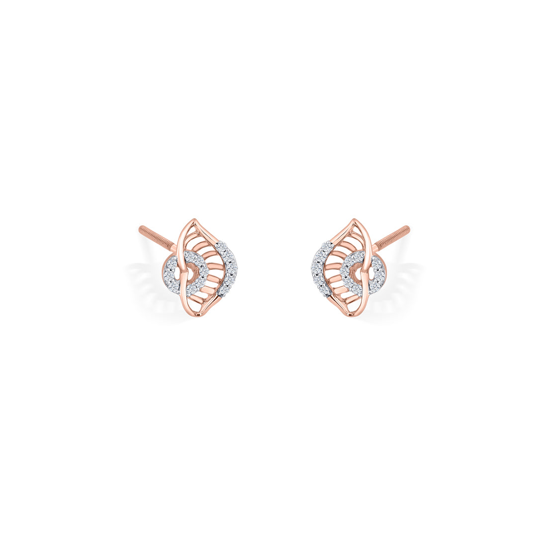 gleaming vortex rose gold stud diamond earring for woman