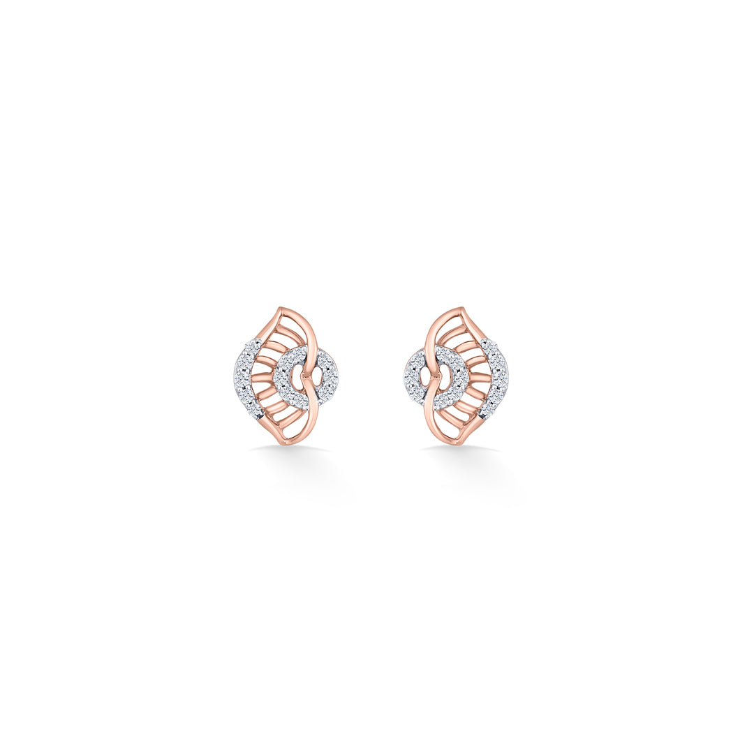 gleaming vortex rose gold stud diamond earring for women