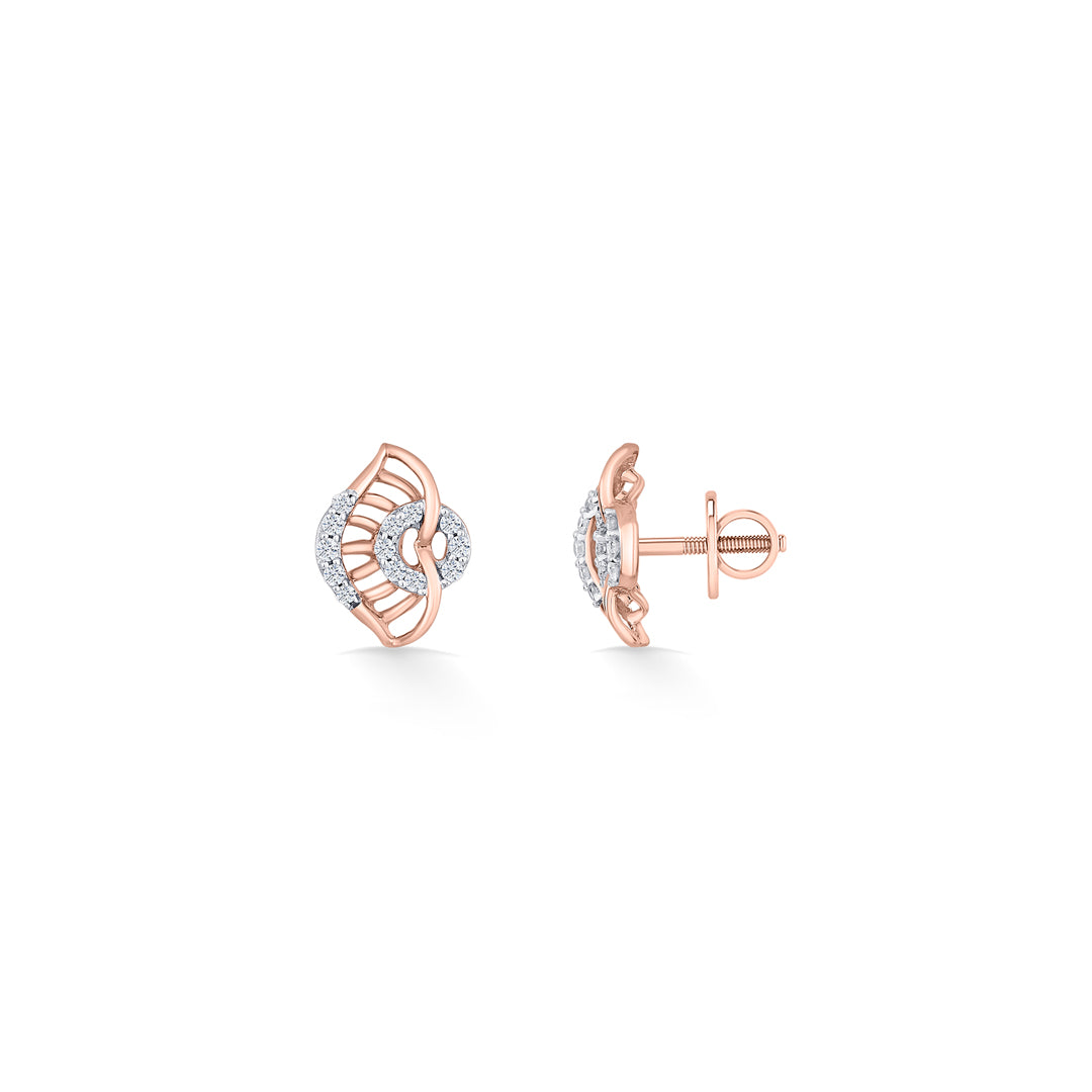 gleaming vortex rose gold stud diamond earring for woman